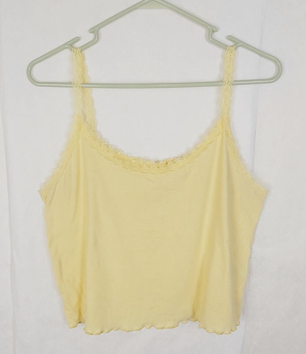 Colsie butter yellow lace trim lettuce hem tank size XL Y2K pastel